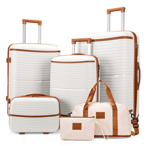 Onshoulderbag  6-Piece Brown Luggage Set - Stylish Travel Solution