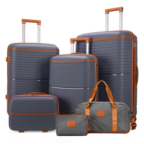 Onshoulderbag  6-Piece Brown Luggage Set - Stylish Travel Solution