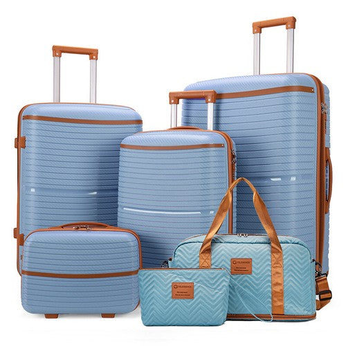 Onshoulderbag  6-Piece Brown Luggage Set - Stylish Travel Solution