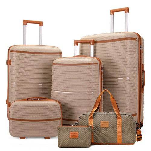 Onshoulderbag  6-Piece Brown Luggage Set - Stylish Travel Solution